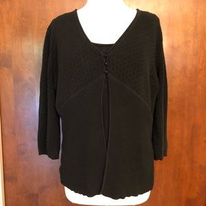 Lightweight Mixed Open Weave Faux Cami Sweater